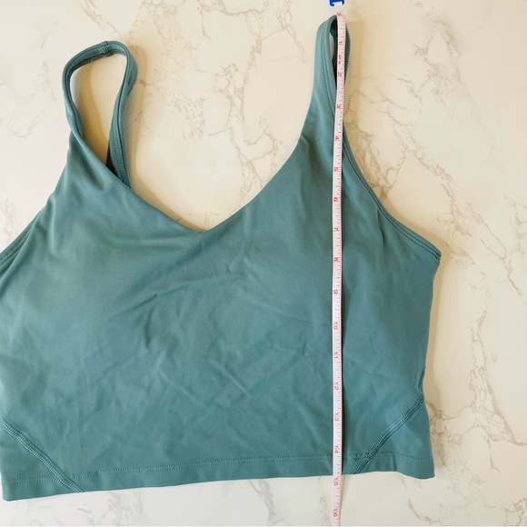 Green Cropped Built in Bra Active Athletic Stretchy Tank Top | Size 10 - Picture 4 of 6